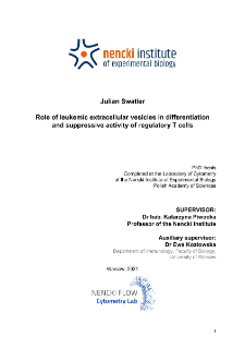 Role of leukemic extracellular vesicles in differentiation and suppressive activity of regulatory T cells : PhD thesis