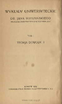 Teorja dowodu. T. 1