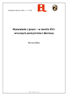 Wyzwalanie z jasyru – w świetle XVII-wiecznych pamiętników i diariuszy