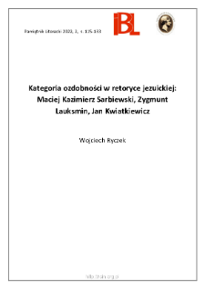 Kategoria ozdobności w retoryce jezuickiej: Maciej Kazimierz Sarbiewski, Zygmunt Lauksmin, Jan Kwiatkiewicz