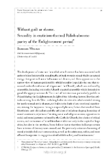 Without guilt or shame. Sexuality in eroticism-themed Polish obscene poetry of the Enlightenment period