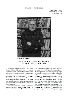 Prof. dr hab. Tadeusz Malinowski (8 kwietnia 1932 &ndash; 12 grudnia 2018)