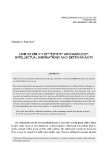 Janusz Kruk’s settlement archaeology: intellectual inspirations and determinants