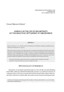 Animals in the life of inhabitants of the Neolithic settlement at Niedźwiedź