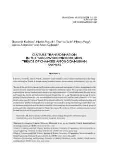 Culture transformation in the Targowisko microregion. Trends of changes among Danubian farmers