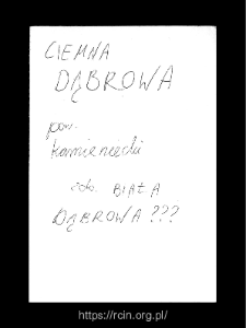 Ciemna Dąbrowa. Files of Kamienczyk district in the Middle Ages. Files of Historico-Geographical Dictionary of Masovia in the Middle Ages