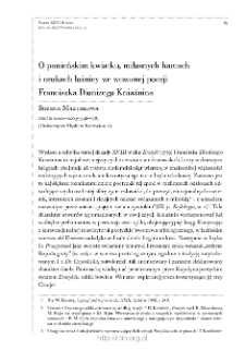 O panieńskim kwiatku, miłosnych harcach i urokach łożnicy we wczesnej poezji Franciszka Dionizego Kniaźnina