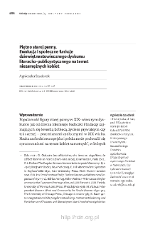 Piętno starej panny. Ewolucja i społeczne funkcje dziewiętnastowiecznego dyskursu literacko-publicystycznego na temat niezamężnych kobiet