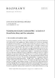 Translating intertextuality in animated films &ndash; an analysis of DreamWorks, Disney and Pixar animations