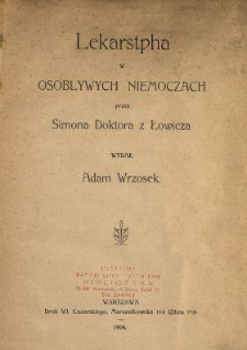 Lekarstpha w osoblywych niemoczach