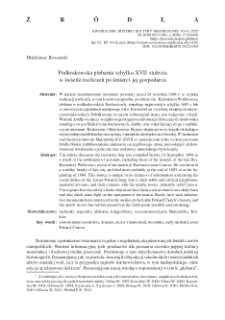 Podkrakowska plebania schyłku XVII stulecia w świetle rozliczeń po śmierci jej gospodarza