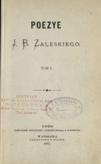 Poezye J. B. Zaleskiego. T. 1.