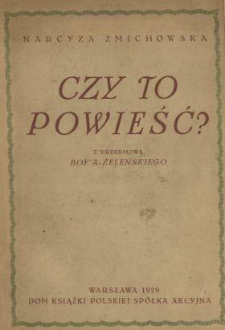 Czy to powieść?