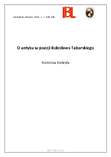 O antyku w poezji Bolesława Taborskiego
