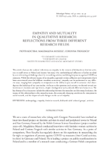 Empathy and Mutuality in Qualitative Research: Reflections from Three Different Research Fields
