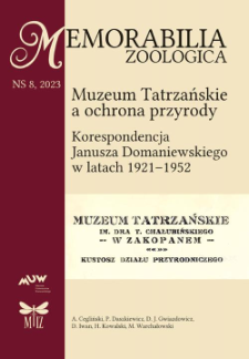 Muzeum Tatrzańskie a ochrona przyrody. Korespondencja Janusza Domaniewskiego w latach 1921–1952