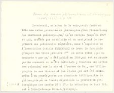Odpis z druku "Revue des Sciences Philosophiques et Theologiques" vol. 28, 1939, 1, s. 151 : wzmianka o "Ruchu Filozoficznym" i K. Twardowskim jako jego zmarłym redaktorze.