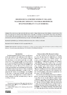 High Medieval Fortifications in Villages near Hradec Kr&aacute;lov&eacute;. Manorial Residences of Lower Nobility in East Bohemia