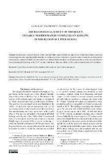 Archaeological Survey of the Relics of Early Modern Manor Complexes in Kozł&oacute;w, in the Region of Upper Silesia