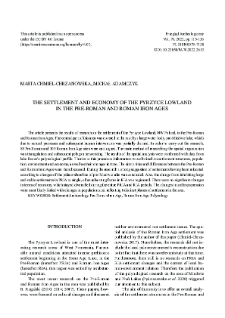 The The Settlement and Economy of the Pyrzyce Lowland in the Pre-Roman and Roman Iron Ages