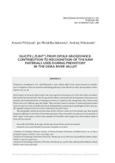 Silicite („flint”) from Opole-Groszowice: Contribution to recognition of the raw materials used during prehistory in the Odra River valley