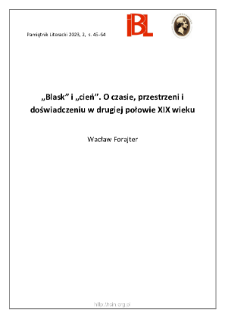 &bdquo;Blask&rdquo; i &bdquo;cień&rdquo;. O czasie, przestrzeni i doświadczeniu w drugiej połowie XIX wieku