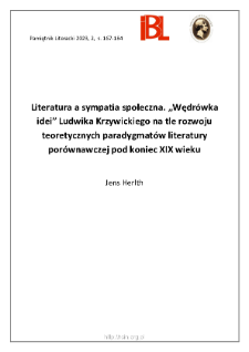 Literatura a sympatia społeczna. „Wędrówka idei” Ludwika Krzywickiego na tle rozwoju teoretycznych paradygmatów literatury porównawczej pod koniec XIX wieku