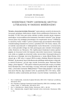Wiedeńskie tropy lwowskiej krytyki literackiej w okresie modernizmu