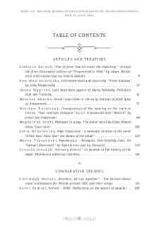 Wiek XIX, Rok XV (LVII), 2022, Table of contents