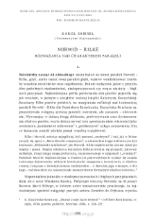 Norwid &ndash; Rilke. Rozważania nad charakterem paraleli