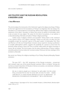 Leo Tolstoy and the Russian Revolution: a modern look