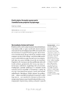 Postkrytyka. Poczucie wyczerpania i korekta kursu projektu krytycznego