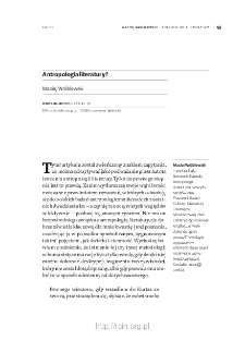 Antropologia literatury?