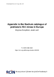 Appendix to the Bochum catalogue of prehistoric flint mines in Europe