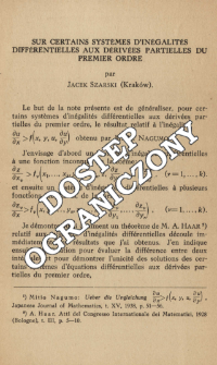 Sur certains systèmes d'inégalités différentielles aux dérivées partielles du premier ordre