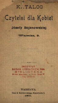 Katalog Czytelni dla Kobiet Józefy Bojanowskiej, Warecka, 9