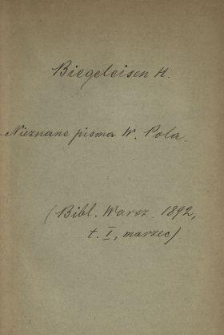 Nieznane pisma W. Pola