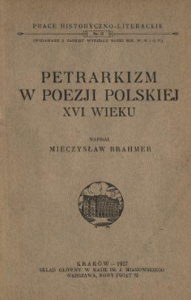 Petrarkizm w poezji polskiej XVI wieku