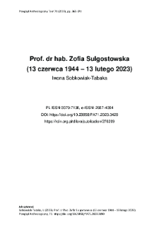 Prof. dr hab. Zofia Sulgostowska (13 czerwca 1944 – 13 lutego 2023)