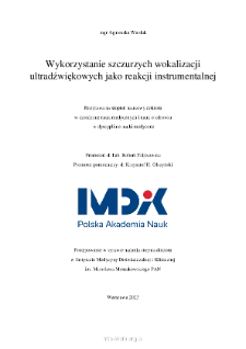 Wykorzystanie szczurzych wokalizacji ultradźwiękowych jako reakcji instrumentalnej