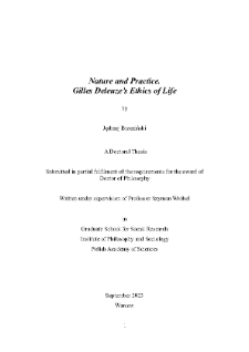 Nature and Practice. Gilles Deleuze&rsquo;s Ethics of Life