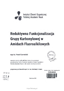 Reduktywna funkcjonalizacja grupy karbonylowej w amidach fluoroalkilowych
