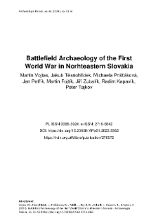 Battlefield Archaeology of the First World War in Norhteastern Slovakia