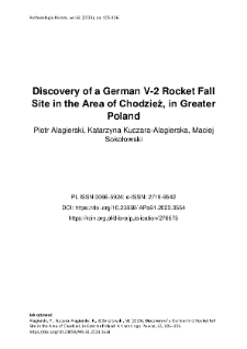 Discovery of a German V-2 Rocket Fall Site in the Area of Chodzież, in Greater Poland