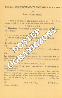 Sur les développements unitaires normaux