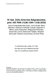 Dr hab. Zofia Antonina Sulgostowska, prof. IAE PAN (13.06.1944&ndash;12.02.2023)