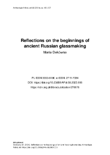 Reflections on the beginnings of ancient Russian glassmaking