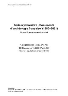 Seria wydawnicza „Documents d’archéologie française”(1985–2021)