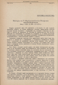 Ekologia na V Międzynarodowym Kongresie Arachnologicznym (Brno, CSRS, 30 VIII-4 IX 1971 r.)