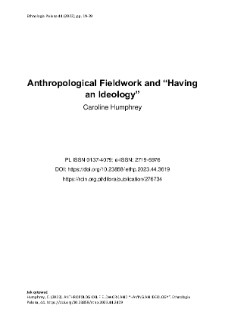 Anthropological Fieldwork and &ldquo;Having an Ideology&rdquo;